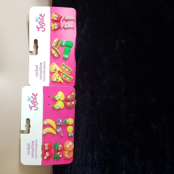 Justice Earrings Food Fruit Tween Brands 2 sets of multiple - Picture 1 of 6